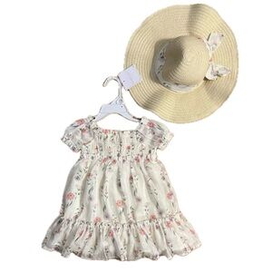 Shabby Chic Baby Girl Short Sleeve Dress & Matching Hat